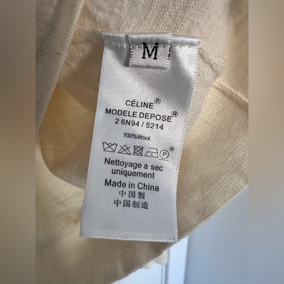Céline Cream Wool Sweater Size M | Minimalist Luxury Knit | 100% Wool - Picture 3 of 15